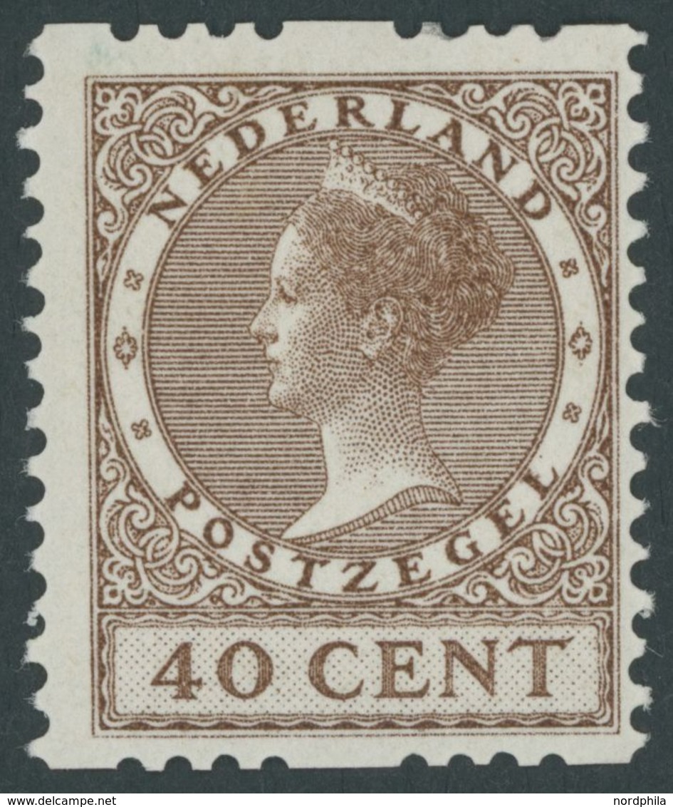 NIEDERLANDE 161B *, 1925, 40 C. Braun, Ohne Wz., Rollenzähnung, Falzrest, Pracht - Usati