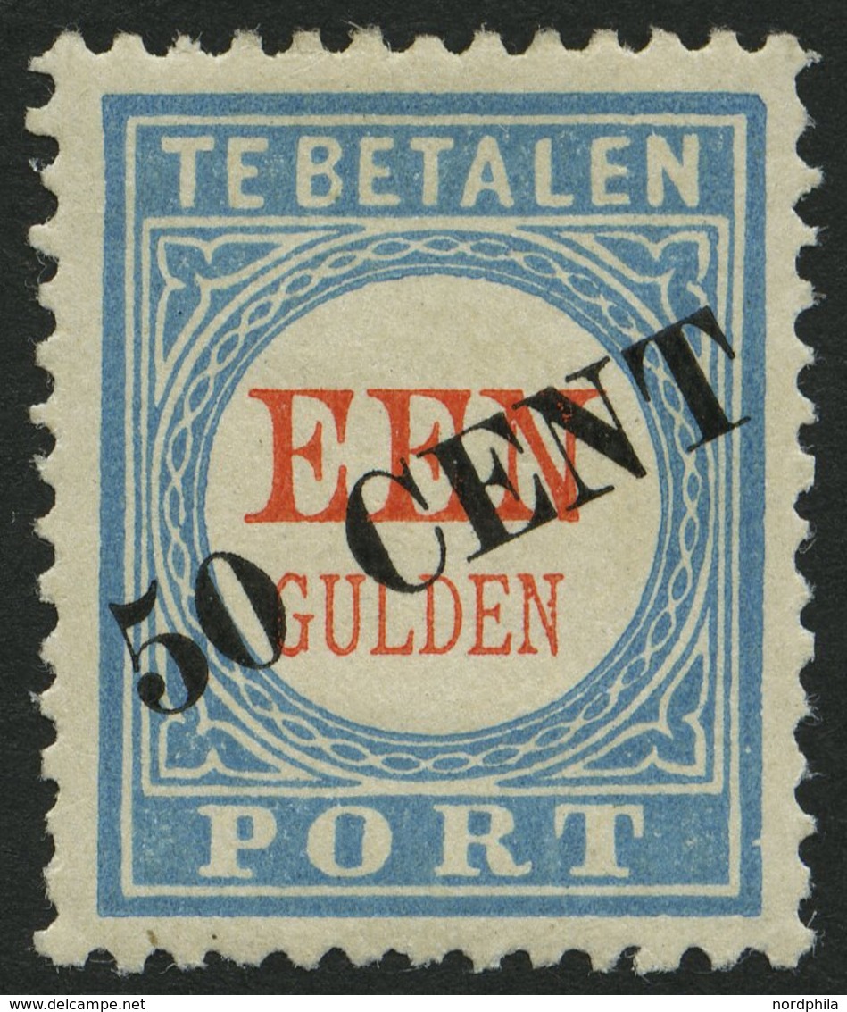 PORTOMARKEN P 27III *, 1906, 50 C. Auf 1 G. Hellblau/rot, Type III, Falzrest, Pracht, Mi. 160.- - Portomarken