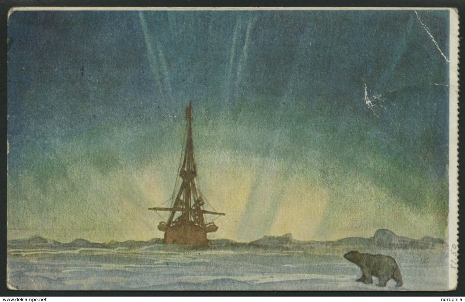 NORWEGEN 76,78 BRIEF, 1924, Fram - Karte, Rechts Gezähnt, Von POLHAVET Nach Dänemark, Oben Rechts Eckbug Sonst Pracht - Oblitérés