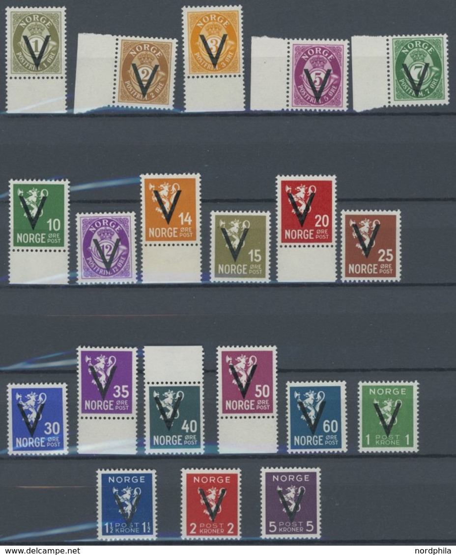 NORWEGEN 237-56 **, 1941, Freimarken Mit Aufdruck V, Postfrischer Prachtsatz, Mi. 100.- - Oblitérés