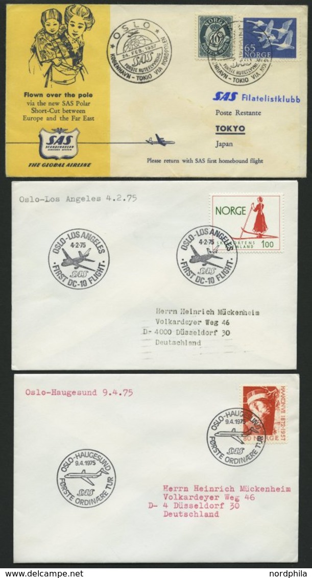 NORWEGEN 1957-75, 5 Verschiedene SAS-Flugpostbelege, Pracht - Oblitérés