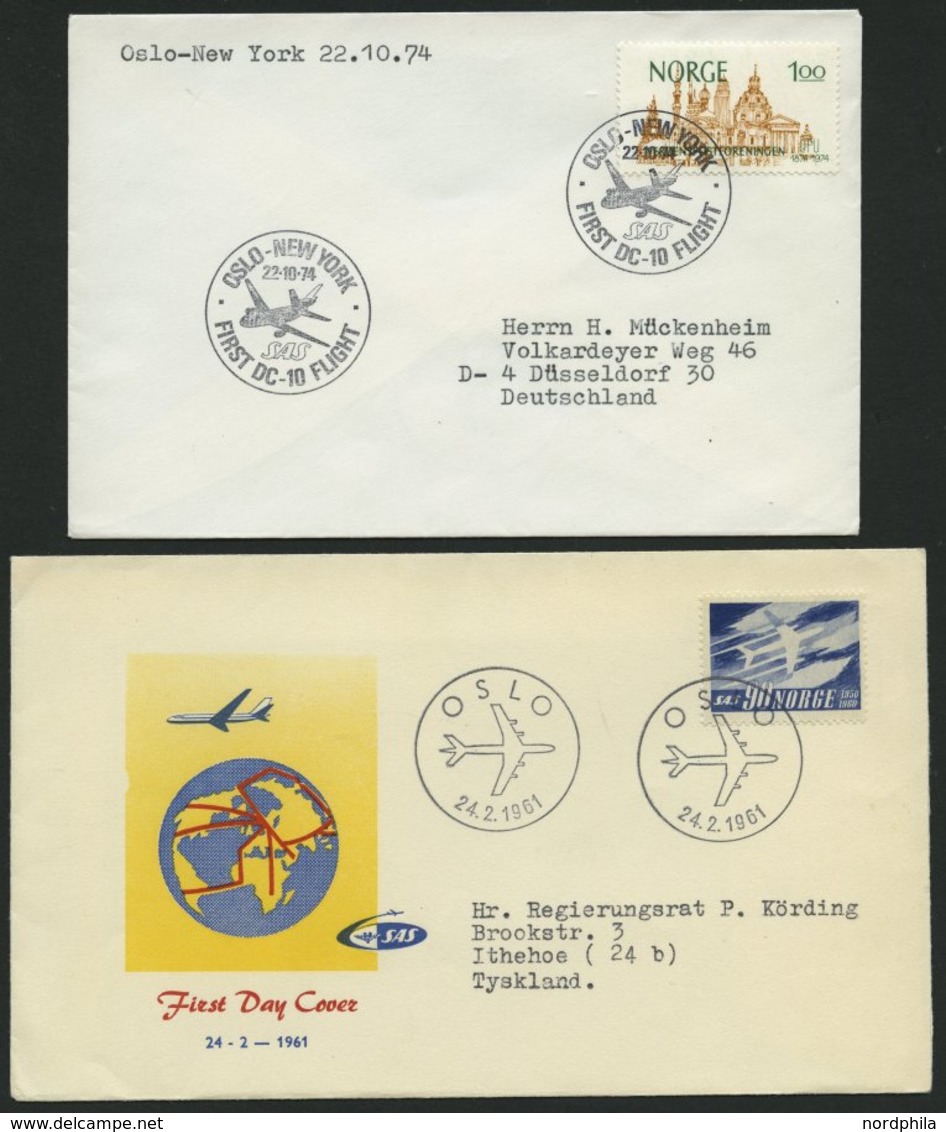 NORWEGEN 1957-75, 5 Verschiedene SAS-Flugpostbelege, Pracht - Usati