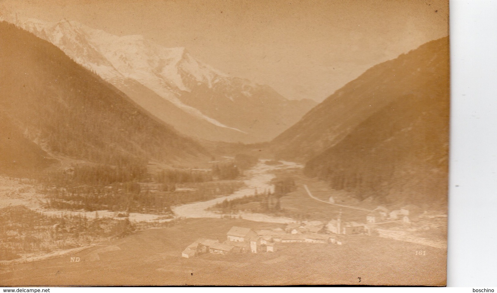 Photo Ancienne Sur Carton - Argentières,vue Sur La Vallée De Chamonix Et Le Mont Blanc ( Dim 16x10 Cm) - Anciennes (Av. 1900)