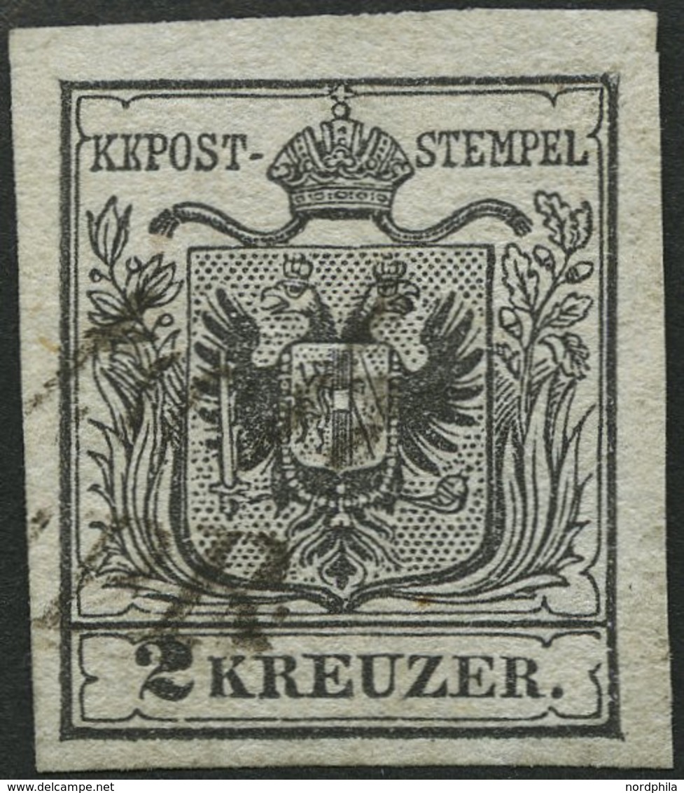 ÖSTERREICH 2Xa O, 1850, 2 Kr. Schwarz, Handpapier, Type Ia, Erstdruck, Pracht, Gepr. Seitz, Handbuch Dr. Ferchenbauer 18 - Used Stamps