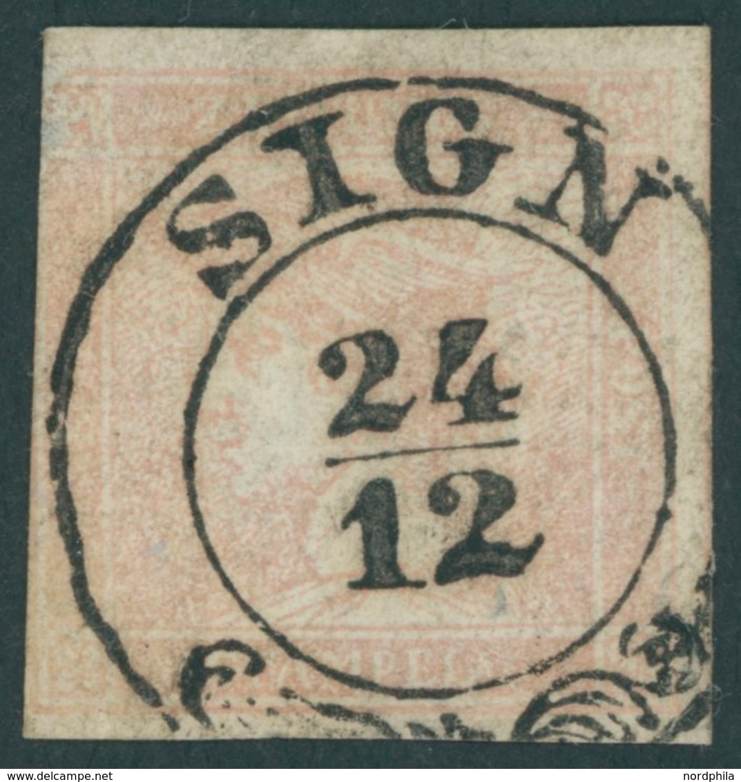 ÖSTERREICH BIS 1867 8a O, 1851, 30 Kr. Rosa, Sog. Rosa Merkur Mit Zentrischem K2 SIGN, Links Oben Leicht Berührt Sonst V - Usati