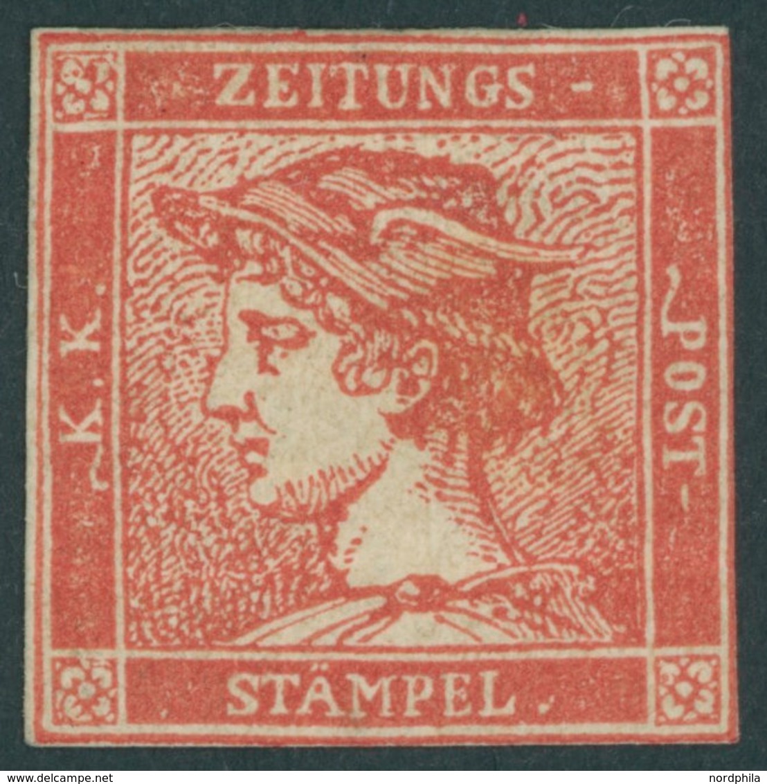 ÖSTERREICH BIS 1867 9 *, 1856, 6 Kr. Zinnober, Sog. Zinnoberroter Merkur Mit Vollem Frischen Originalgummi, Lupen-engvol - Used Stamps