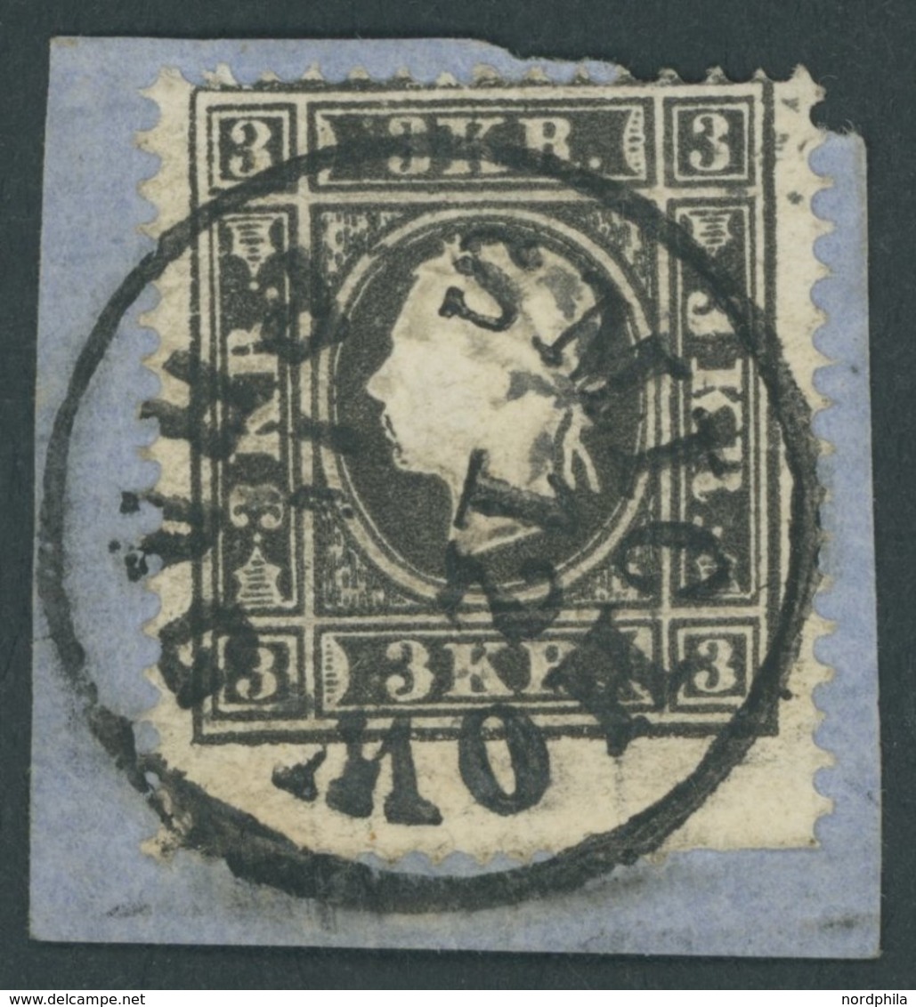 ÖSTERREICH BIS 1867 11II BrfStk, 1859, 3 Kr. Schwarz, Type II, K1 SMICHOW PRAG, Feinst, Gepr. Dr. Ferchenbauer - Usati