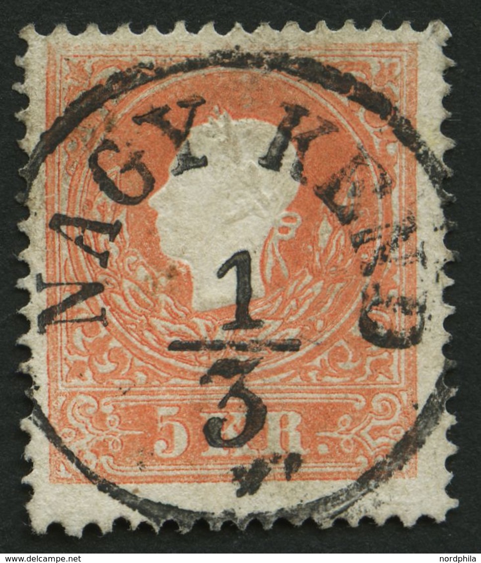 ÖSTERREICH 13II O, 1859, 5 Kr. Rot, Type II, Mit Idealem Zentrischen Ungarischen Stempel NAGY KENDO, Kabinett, RR!, Gepr - Usati