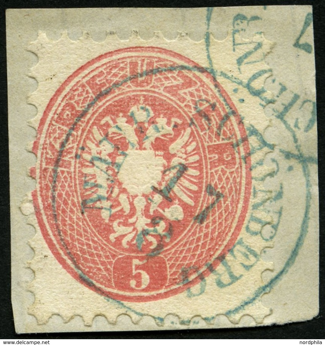 ÖSTERREICH 32 BrfStk, 1863, 5 Kr. Rosa, Blauer K1 MÄHR. SCHÖNBERG, Prachtbriefstück - Oblitérés