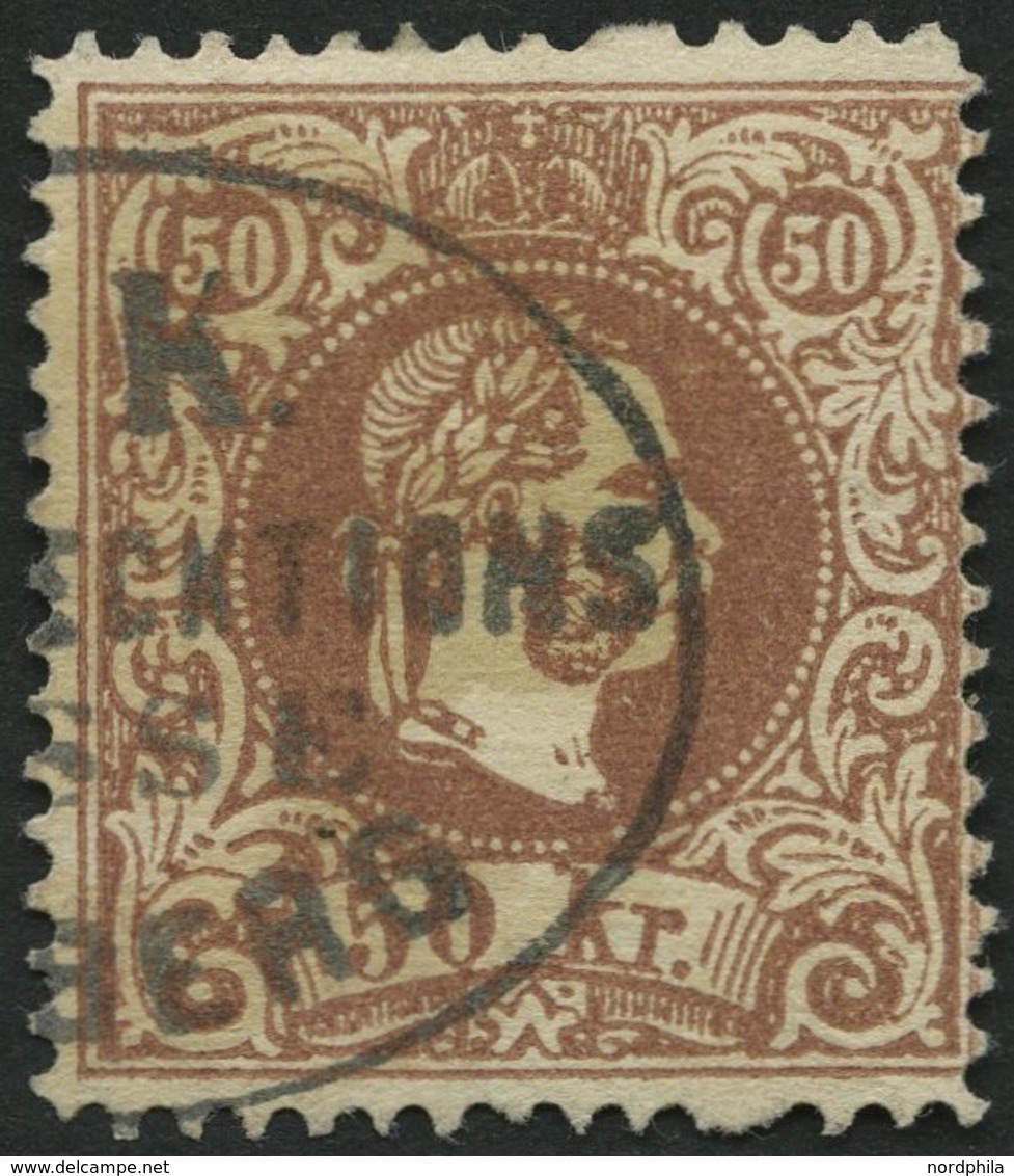 ÖSTERREICH 41Ia O, 1867, 50 Kr. Braun, Grober Druck, Fehlende Zähnungslöcher, Ovalstempel, Pracht - Used Stamps