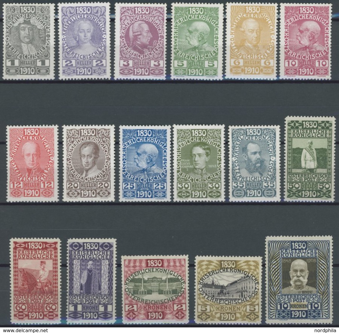 ÖSTERREICH 1867-1918 161-77 **, 1910, 80. Geburtstag, Normale Zähnung, Postfrischer Prachtsatz, Mi. 1400.- - Used Stamps