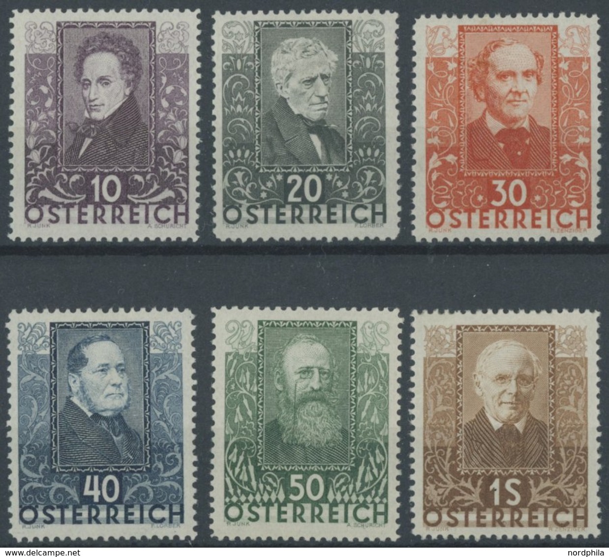 ÖSTERREICH 1918-1938 524-29 *, 1931, Dichter, Falzrest, Prachtsatz - Autres & Non Classés