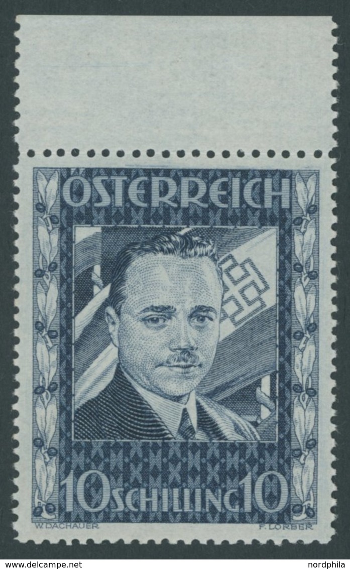 ÖSTERREICH 1918-1938 588 **, 1936, 10 S. Dollfuß, Oberrandstück, Postfrisch, Pracht, Mi. 1400.- - Other & Unclassified