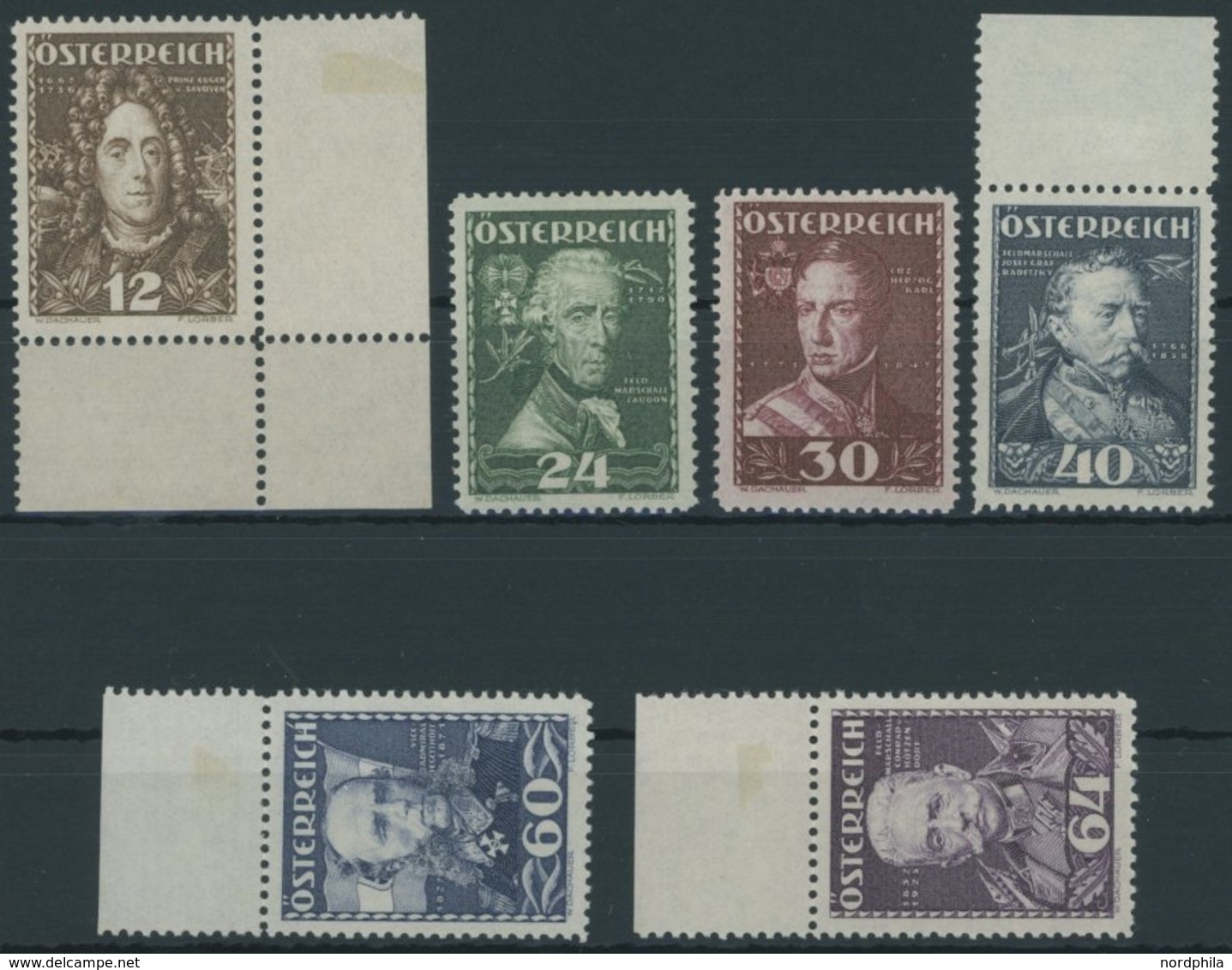 ÖSTERREICH 1918-1938 617-22 **, 1935, Heerführer, Postfrischer Prachtsatz, Mi. 180.- - Autres & Non Classés