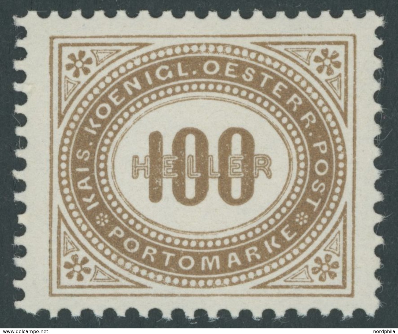 PORTOMARKEN P 33A **, 1900, 100 H. Dunkelgelbbraun, Gezähnt K 121/2:13, Postfrisch, Pracht, Mi. 150.- - Postage Due