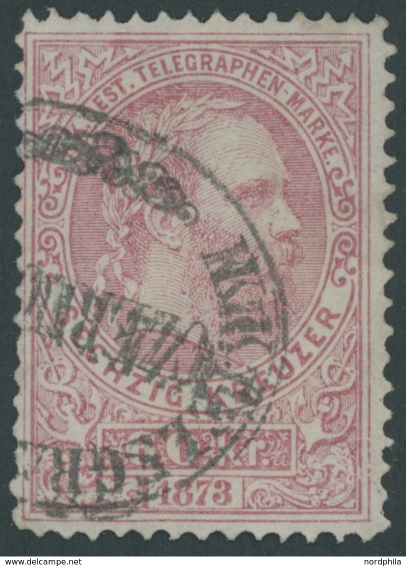 TELEGRAFENMARKEN T 7A O, 1874, 60 Kr. Karmin, Gezähnt L 101/2, Normale Zähnung, Pracht, Mi. 500.- - Telegraph