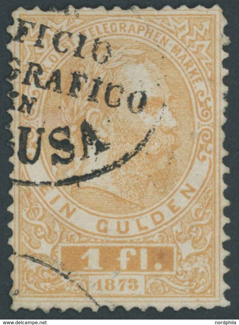 TELEGRAFENMARKEN T 8aA O, 1873, 1 Fl. Gelb, Gezähnt L 101/2, Feinst, Mi. 750.- - Telegraphenmarken