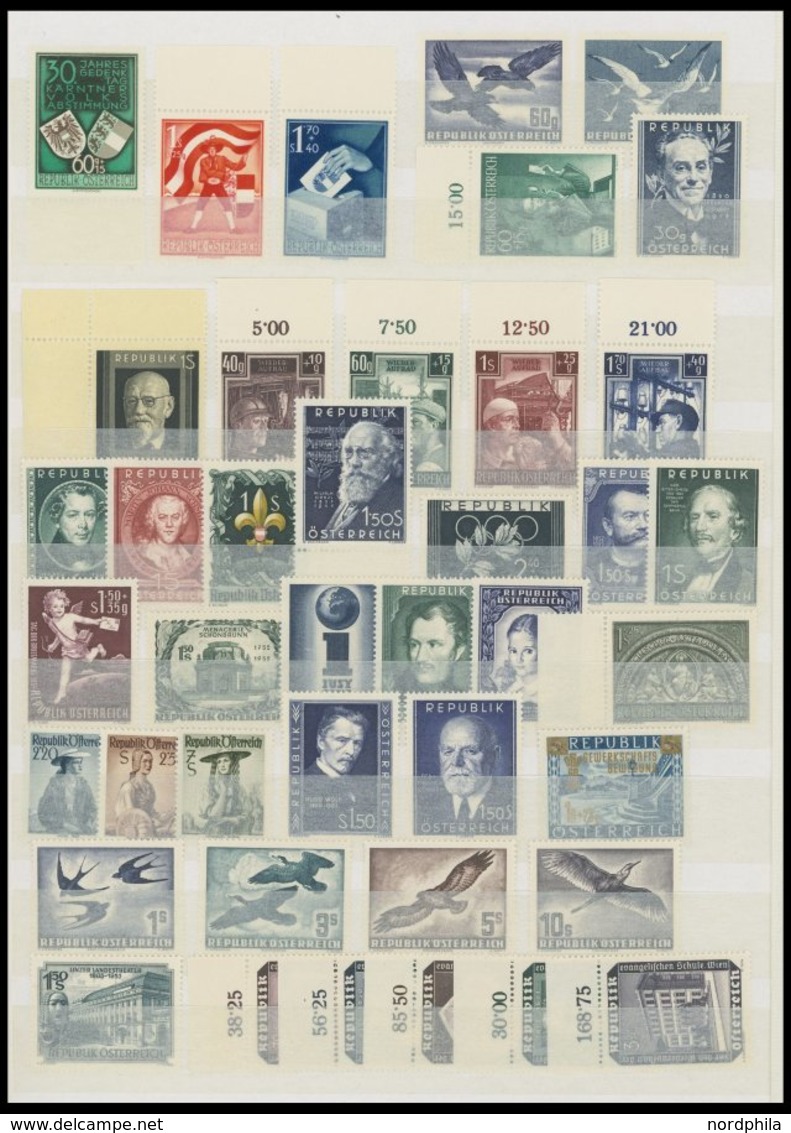 SAMMLUNGEN **, Postfrische Teilsammlung Österreich Von 1945-60 Mit Vielen Besseren Ausgaben, Ab 1948 Recht Komplett, U.a - Collections