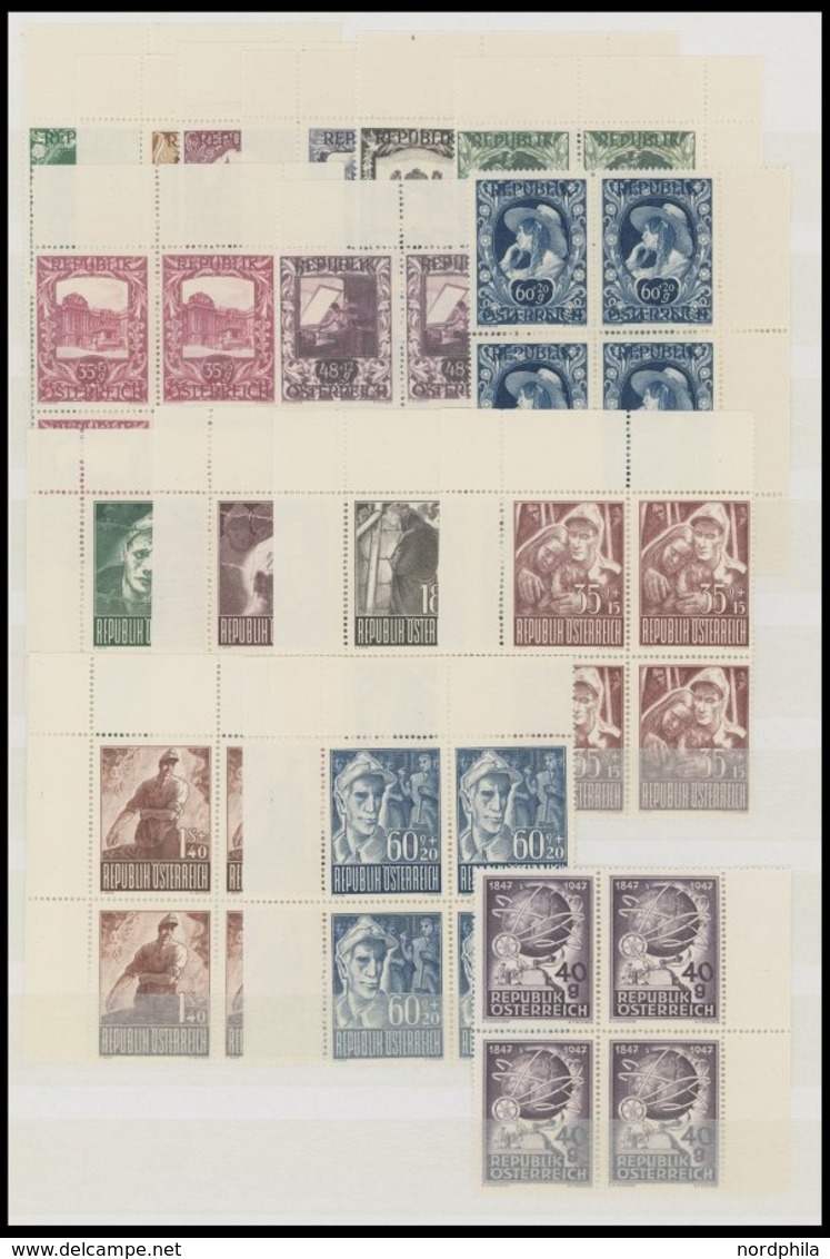 LOTS VB ** , 1946/7, Postfrische Partie Von 8 Verschiedenen Kompletten Ausgaben In Eckrand-bzw. Randviererblocks, Pracht - Collezioni