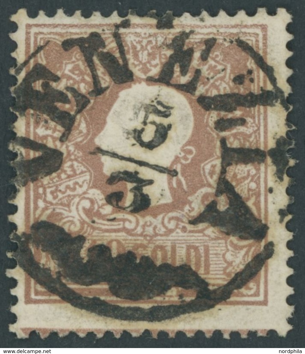LOMBARDEI UND VENETIEN 10I O, 1858, 10 So. Braun, Type I, Unten Mit Andreaskreuzansatz, Pracht - Lombardo-Veneto