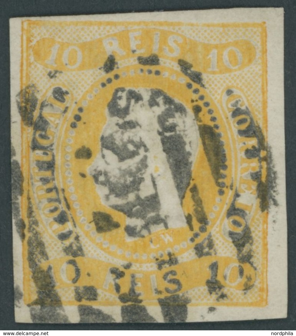 PORTUGAL 18 O, 1866, 10 R. Gelb, Pracht, Mi. 200.- - Gebraucht