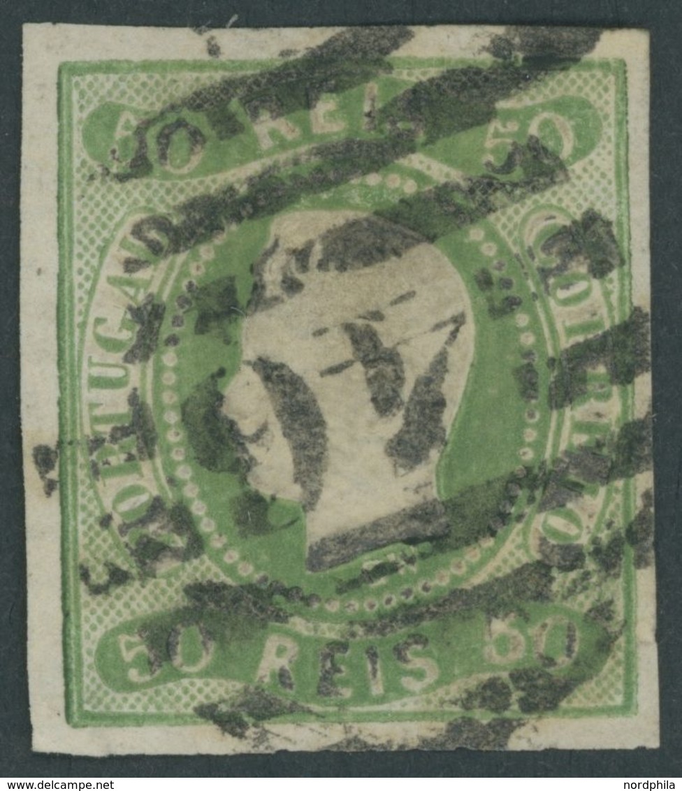 PORTUGAL 21 O, 1867, 50 R. Grün, Nummernstempel 46, Pracht, Mi. 100.- - Gebraucht