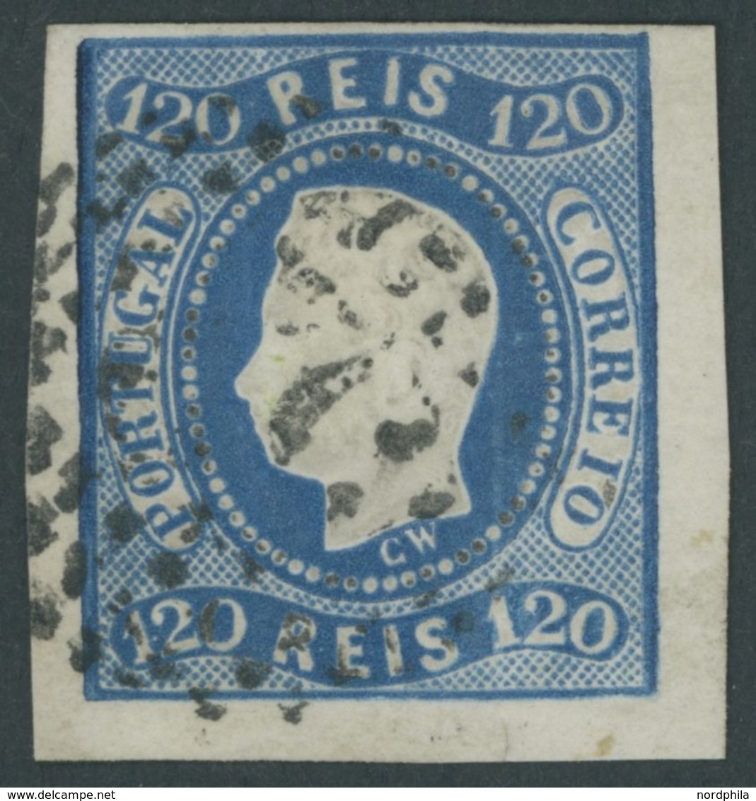 PORTUGAL 24 O, 1866, 120 R. Blau, Pracht, Mi. 100.- - Gebraucht