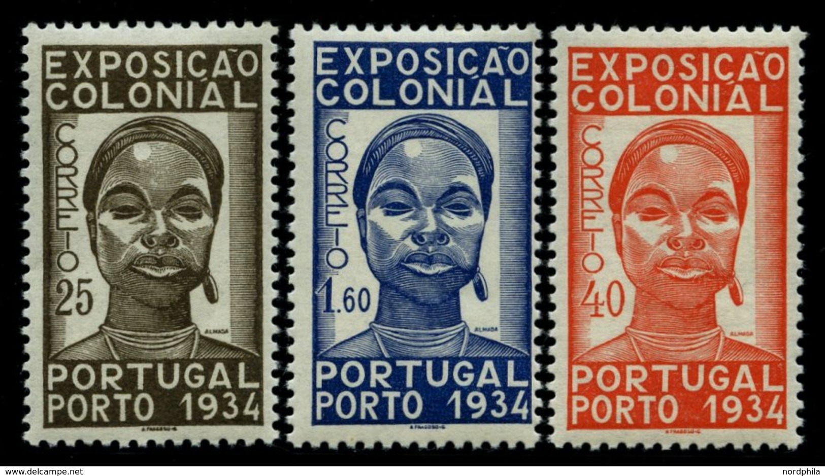 PORTUGAL 578-80 *, 1943, Kolonialausstellung, Falzrest, Prachtsatz - Used Stamps