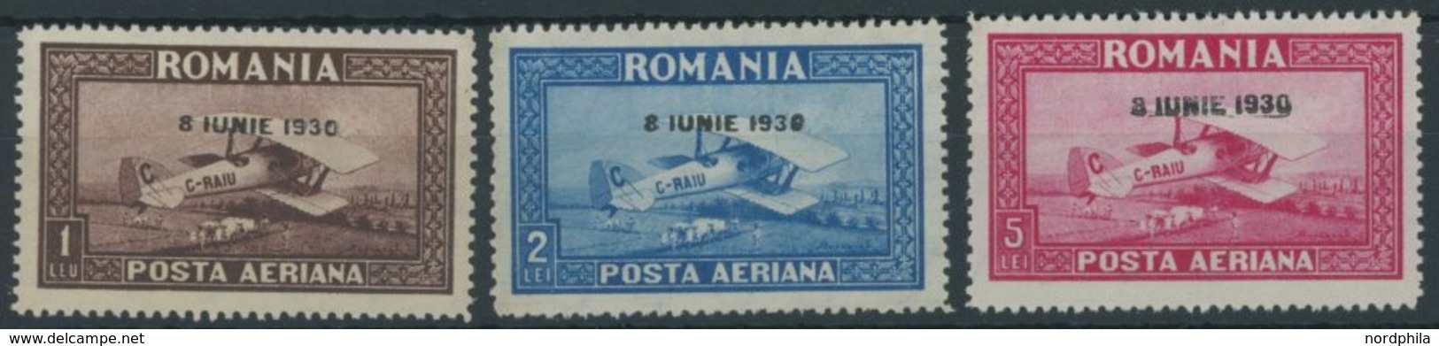 RUMÄNIEN 372-74Y **, 1930, Flugpost, Normale Zähnung, Postfrischer Prachtsatz, Mi. 75.- - Otros & Sin Clasificación