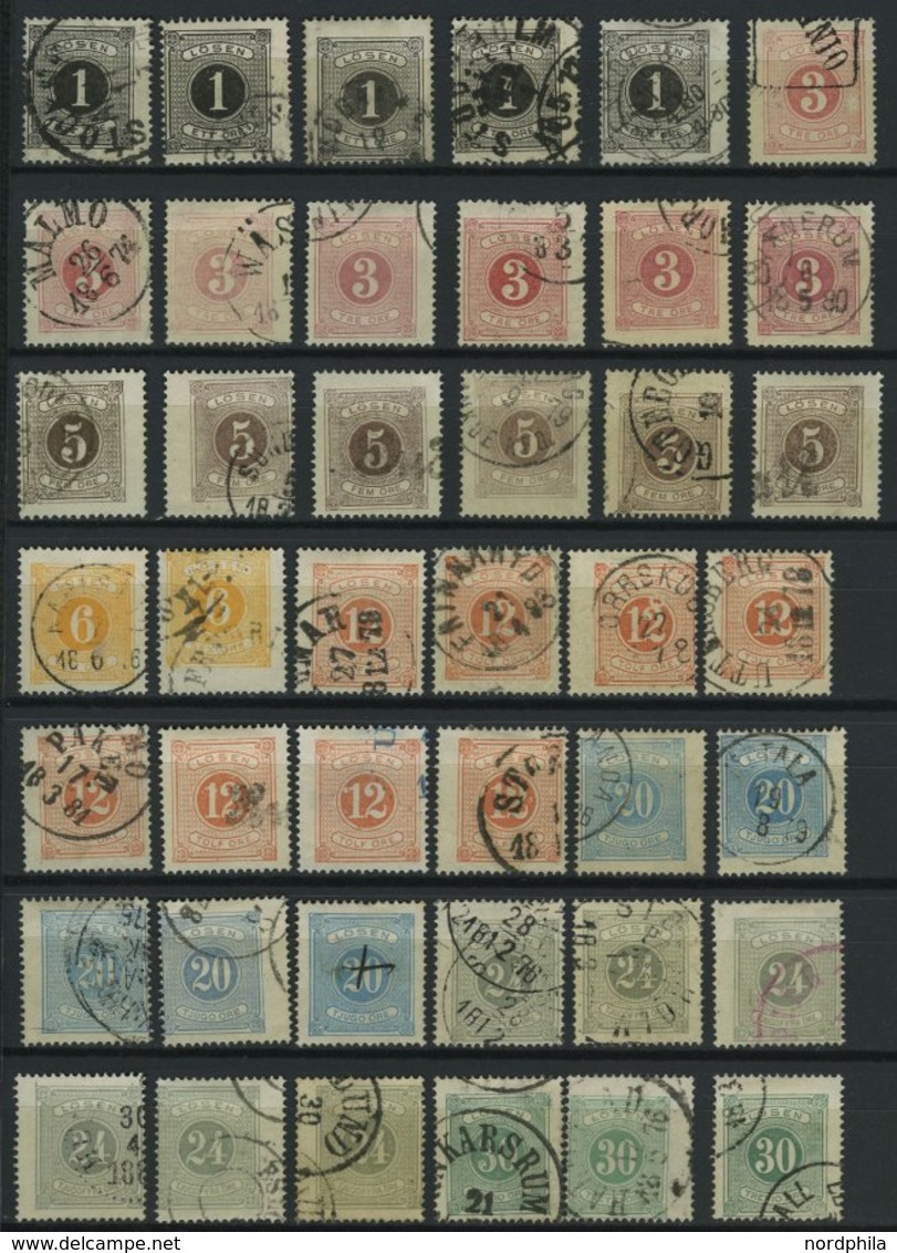 PORTOMARKEN P 1-10A,B O, 1874/77, Gestempelte Sammlung Lösen Von 134 Werten Mit Farbnuancen, Besseren Stempeln Etc., Fas - Used Stamps