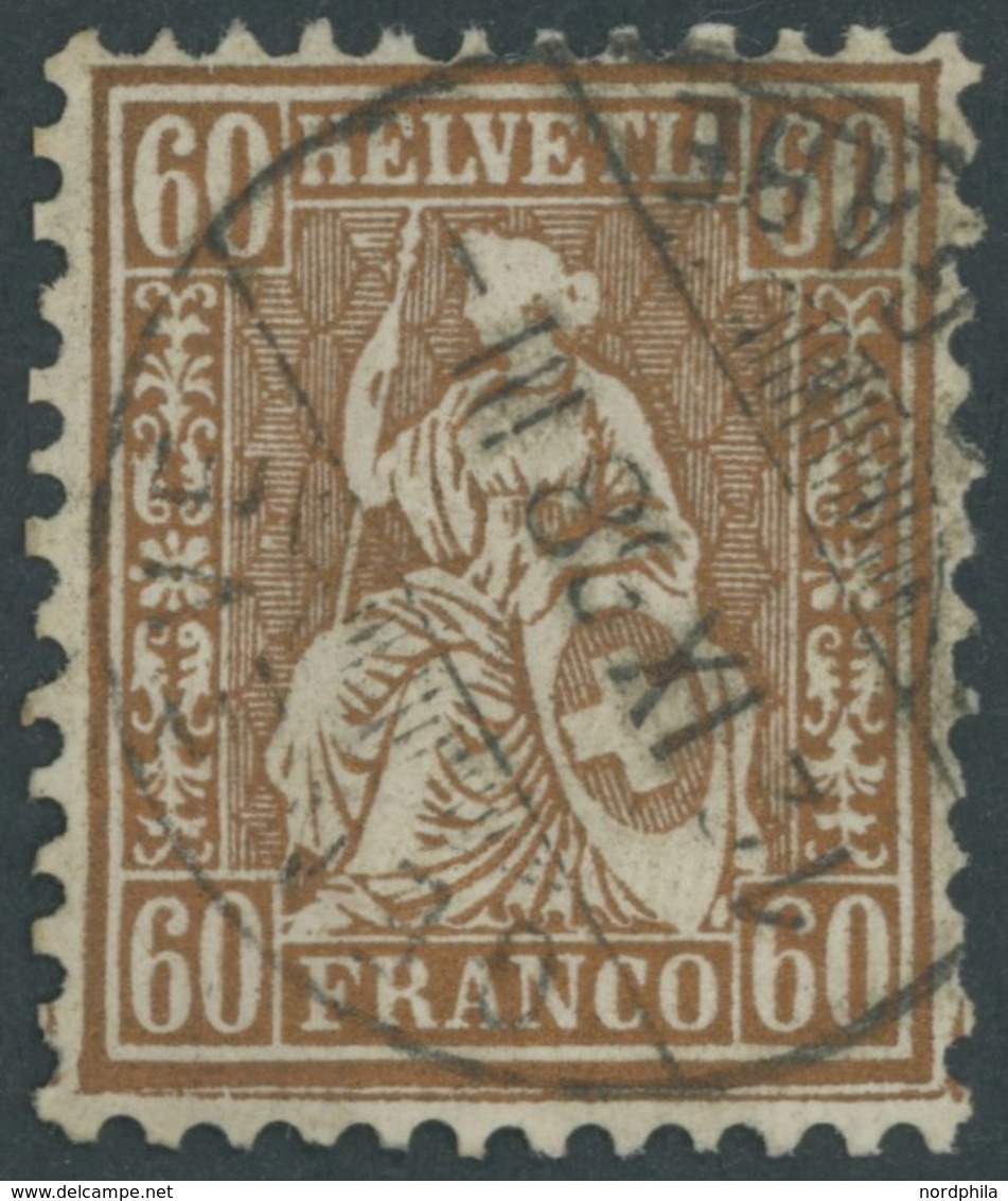 SCHWEIZ BUNDESPOST 27 O, 1863, 60 C. Rötlichbronze, Normale Zähnung, Pracht, Mi. 160.- - 1843-1852 Poste Federali E Cantonali