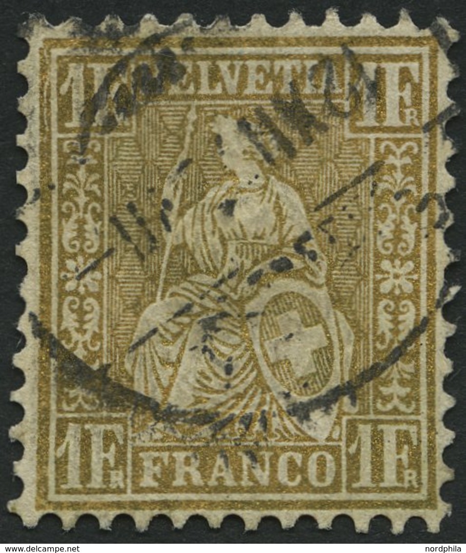 SCHWEIZ BUNDESPOST 28c O, 1864, 1 Fr. Gold, Pracht, Mi. 110.- - 1843-1852 Poste Federali E Cantonali