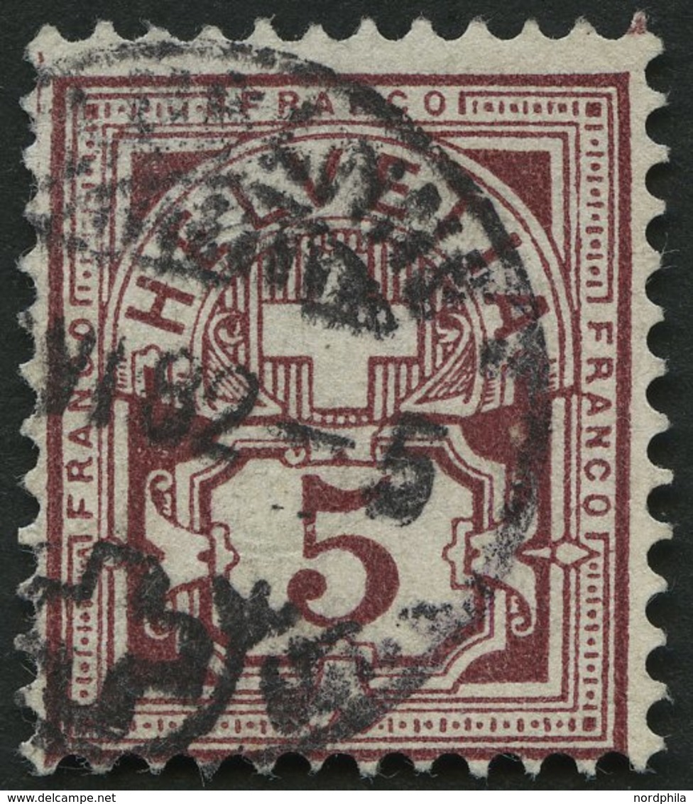 SCHWEIZ BUNDESPOST 46 O, 1882, 5 C. Lilabraun, Pracht, Mi. 120.- - 1843-1852 Poste Federali E Cantonali