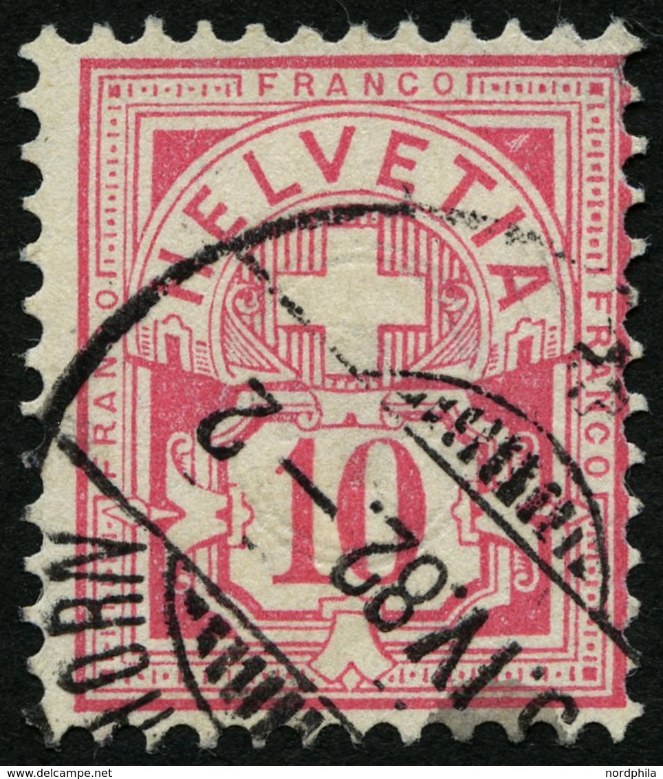 SCHWEIZ BUNDESPOST 47 O, 1882, 10 C. Lebhaftrosarot, Pracht, Mi. 80.- - 1843-1852 Federal & Cantonal Stamps