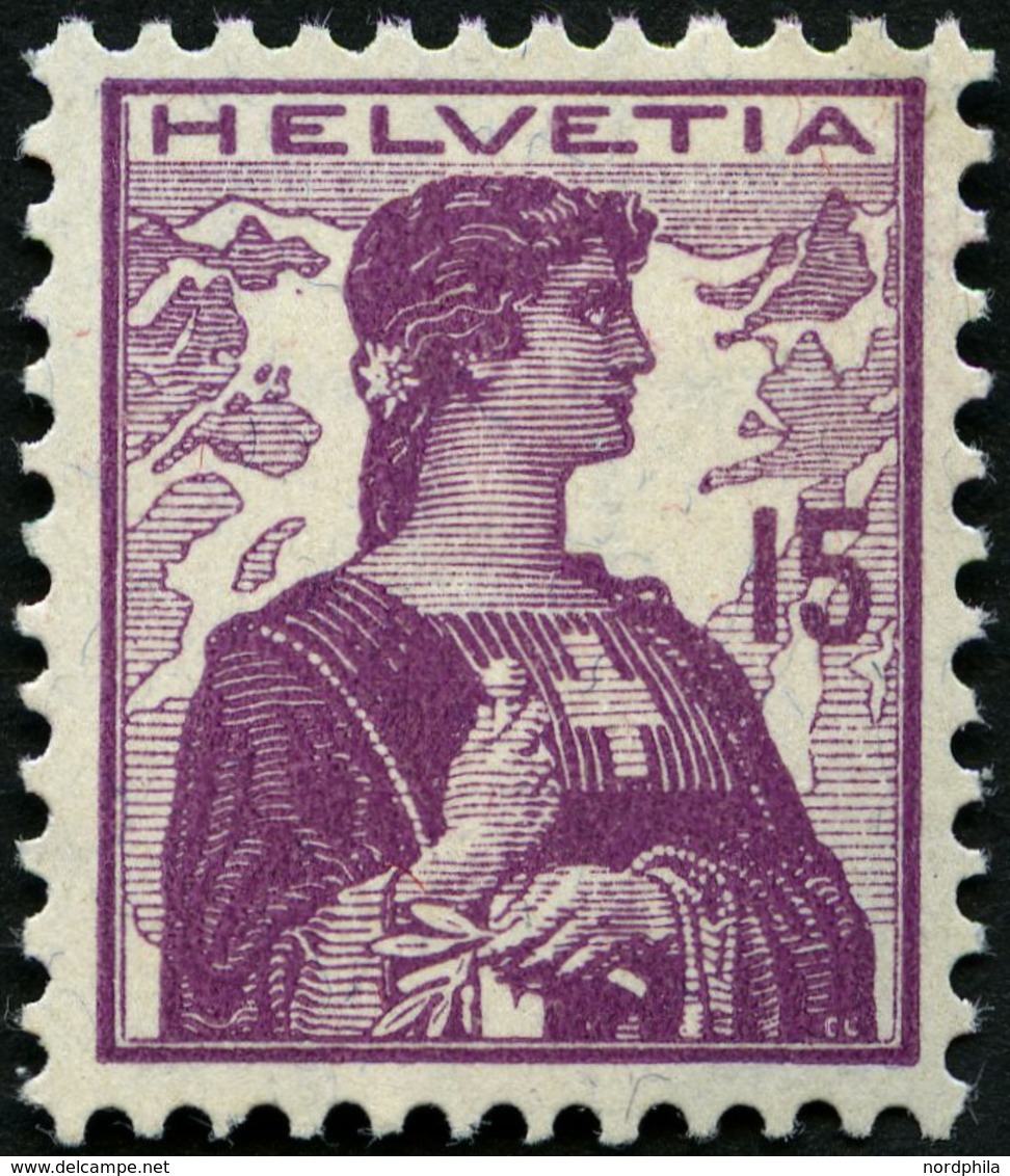 SCHWEIZ BUNDESPOST 116 **, 1909, 15 C. Violettpurpur, Postfrisch, Pracht, Mi. 90.- - 1843-1852 Federal & Cantonal Stamps