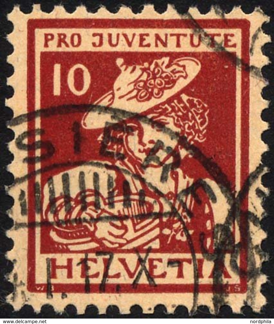 SCHWEIZ BUNDESPOST 132 O, 1916, 10 C. Pro Juventute, Pracht, Mi. 90.- - 1843-1852 Federal & Cantonal Stamps