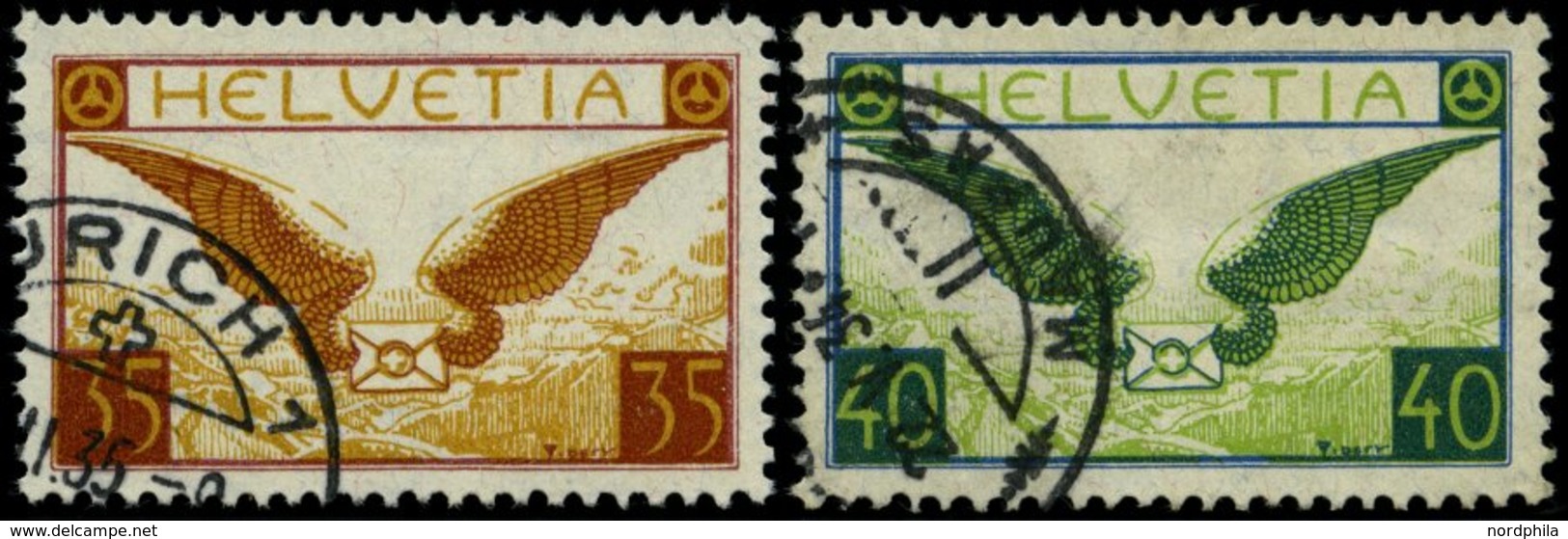 SCHWEIZ BUNDESPOST 233/4x O, 1933, Geflügelter Brief, Gewöhnliches Papier, Pracht, Mi. 160.- - 1843-1852 Poste Federali E Cantonali