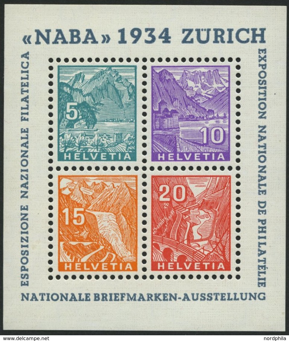 SCHWEIZ BUNDESPOST Bl. 1 **, 1934, Block NABA, Pracht, Mi. 900.- - 1843-1852 Timbres Cantonaux Et  Fédéraux