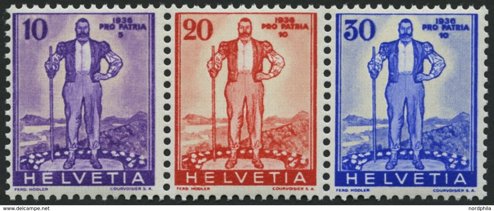 SCHWEIZ BUNDESPOST A294-96 **, 1936, Pro Patria, Prachtstreifen, Mi. 52.- - 1843-1852 Poste Federali E Cantonali