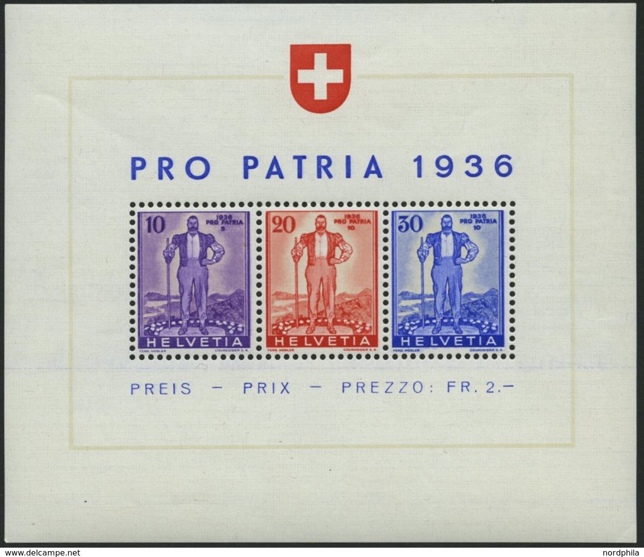 SCHWEIZ BUNDESPOST Bl. 2 **, 1936, Block Pro Patria, Winziger Eckbug Sonst Pracht, Mi. 75,- - 1843-1852 Poste Federali E Cantonali