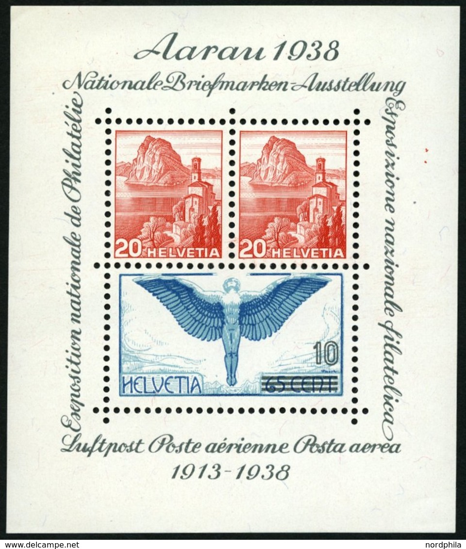 SCHWEIZ BUNDESPOST Bl. 4 **, 1934, Block Aarau, Kaum Sichtbarer Eckbug, Pracht, Mi. 75.- - 1843-1852 Correos Federales Y Cantonales