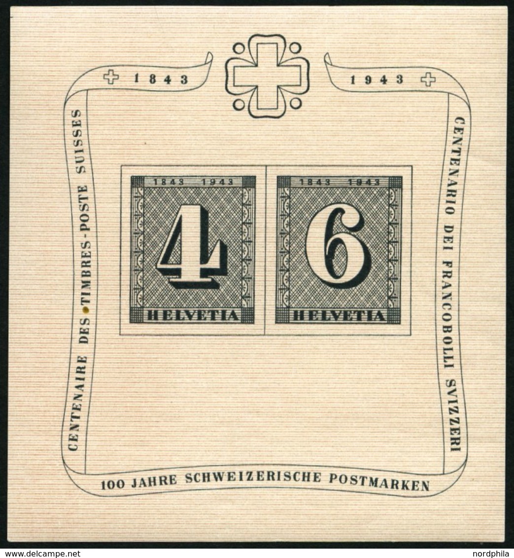 SCHWEIZ BUNDESPOST Bl. 8 **, 1943, Block 100 Jahre Briefmarken, Pracht, Mi. 100.- - 1843-1852 Timbres Cantonaux Et  Fédéraux