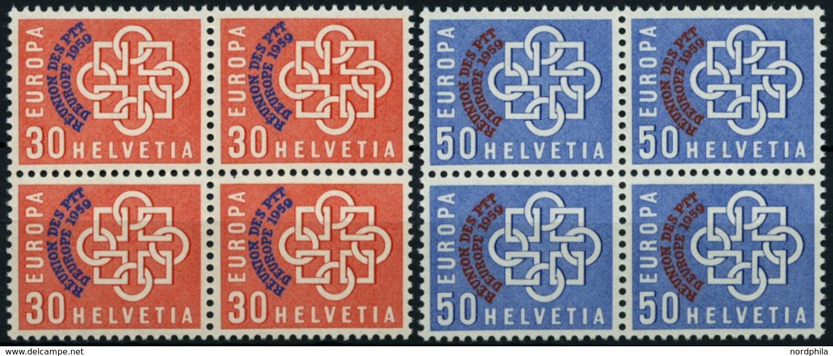 SCHWEIZ BUNDESPOST 681/2 VB **, 1959, PTT In Viererblocks, Prachtsatz, Mi. 160.- - 1843-1852 Timbres Cantonaux Et  Fédéraux