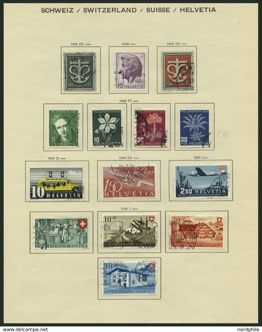 SAMMLUNGEN O, Gestempelter Sammlungsteil Schweiz Von 1931-69 Auf Schaubek Seiten, Meist Prachterhaltung, Mi. Ca. 2000.- - Collections