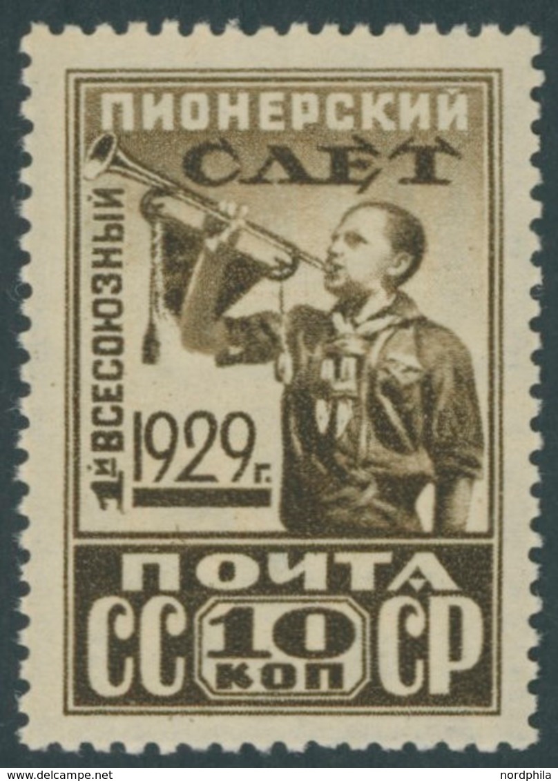 SOWJETUNION 363AY *, 1929, 10 K. 1. Allunions Pioniertreffen Moskau, Gezähnt K 121/2:12, Wz. Liegend, Falzrest, Pracht - Sonstige & Ohne Zuordnung