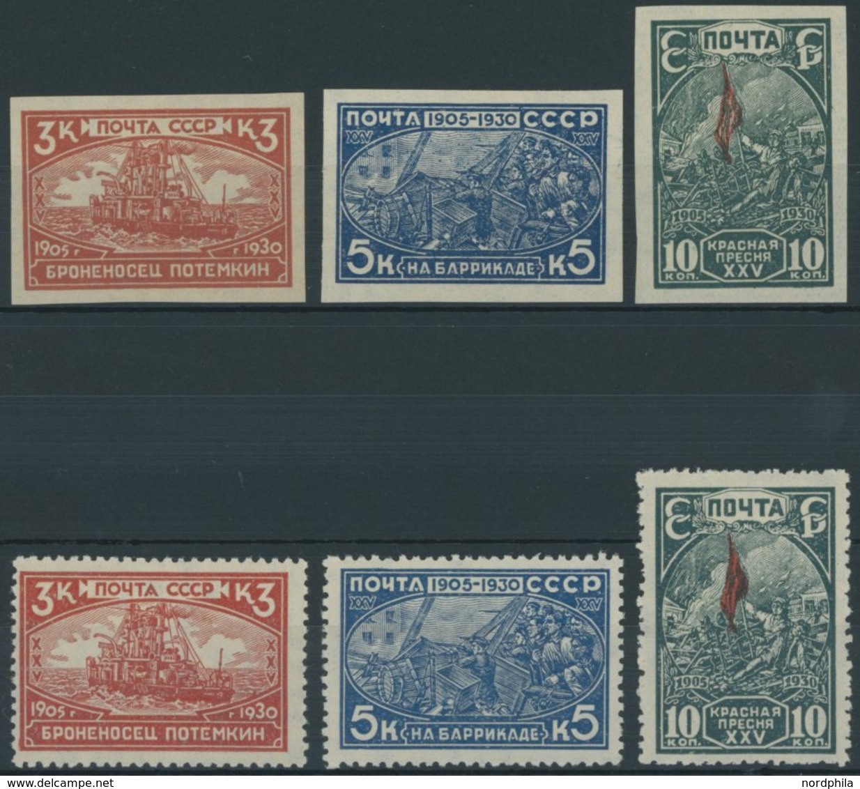 SOWJETUNION 394-96A/B **, 1930, Revolution Von 1905, Gezähnt Und Ungezähnt, 2 Postfrische Prachtsätze - Otros & Sin Clasificación