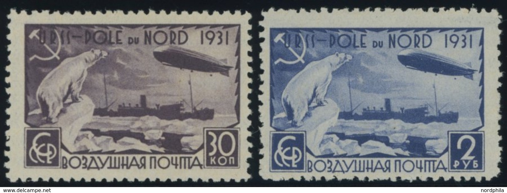 SOWJETUNION 402A,405A **, 1931, 30 K. Und 2 R. Polarfahrt, Gezähnt L 121/2, Postfrisch, 2 Prachtwerte, Mi. 140.- - Autres & Non Classés