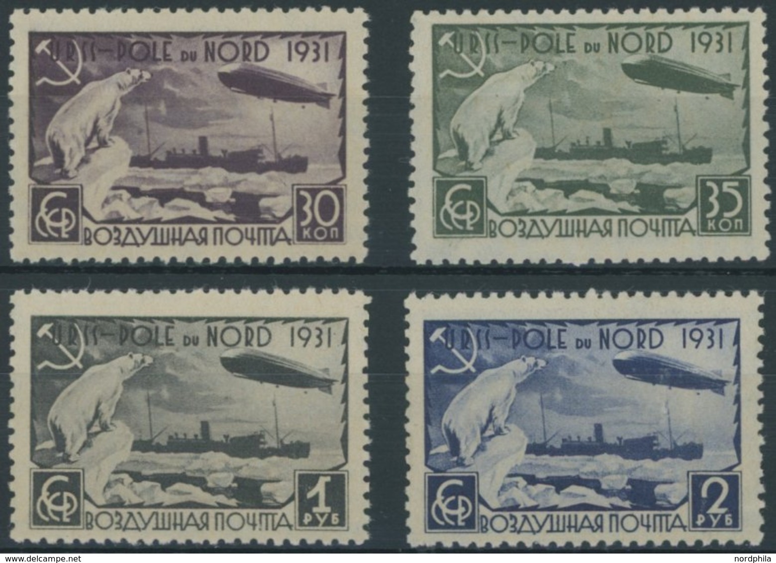 SOWJETUNION 402-05C **, 1931, Polarfahrt, Gezähnt K 12:121/2, Postfrisch, üblich Gezähnter Prachtsatz, Mi. 550.- - Sonstige & Ohne Zuordnung