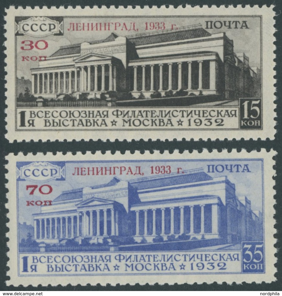 SOWJETUNION 427/8X **, 1933, Allunions Briefmarkenausstellung Leningrad, Wz. Stehend, Postfrisch, 2 Prachtwerte, Mi. 600 - Other & Unclassified