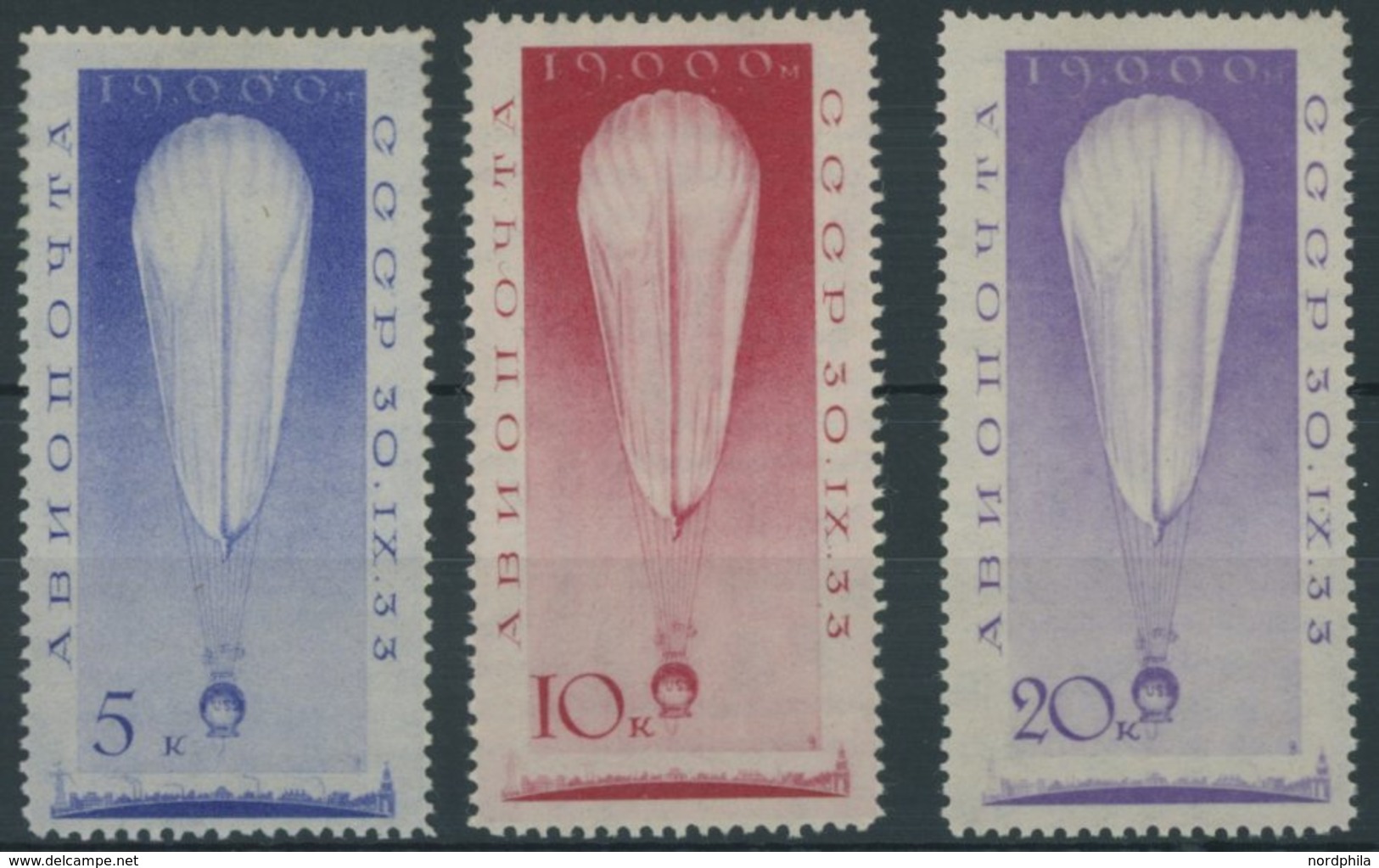 SOWJETUNION 453-55 **, 1933, Stratosphärenflug, Postfrisch, üblich Gezähnter Prachtsatz, Mi. 500.- - Other & Unclassified